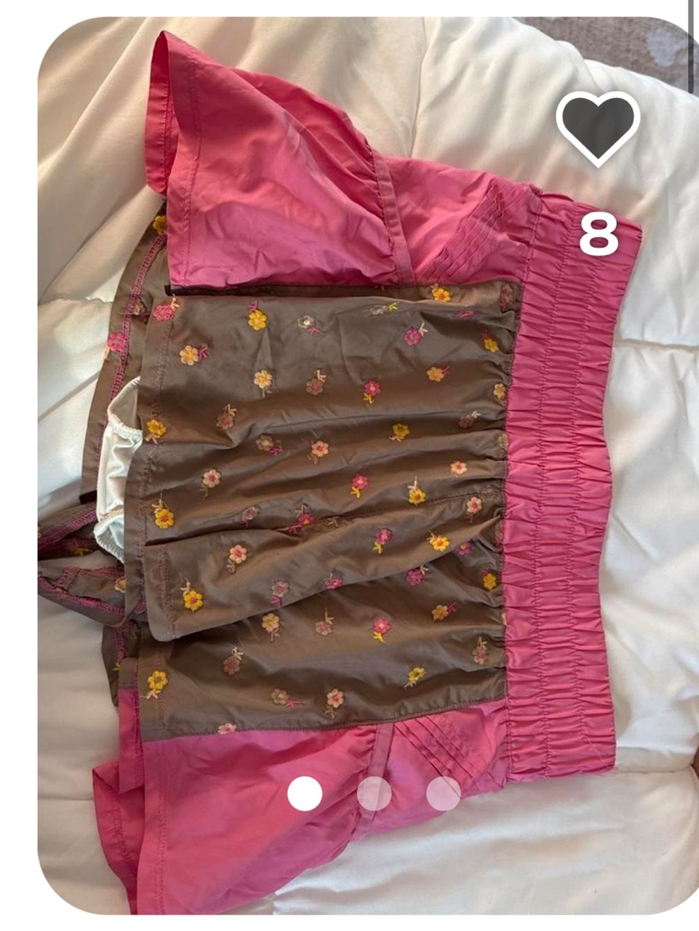 Free People Pink and Brown Floral Ruffle Mini Skirt